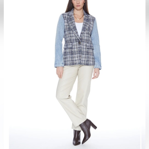 BLUE REVIVAL MIX DENIM HELEN BLAZER IN TWEED BLAZER SIZE S - Picture 3 of 11